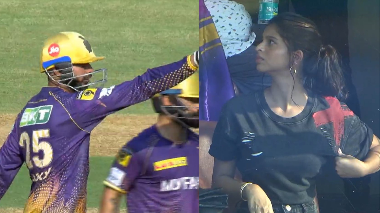 WATCH: Suhana Khan reacts as Venkatesh Iyer celebrates his maiden IPL century with a special celebration